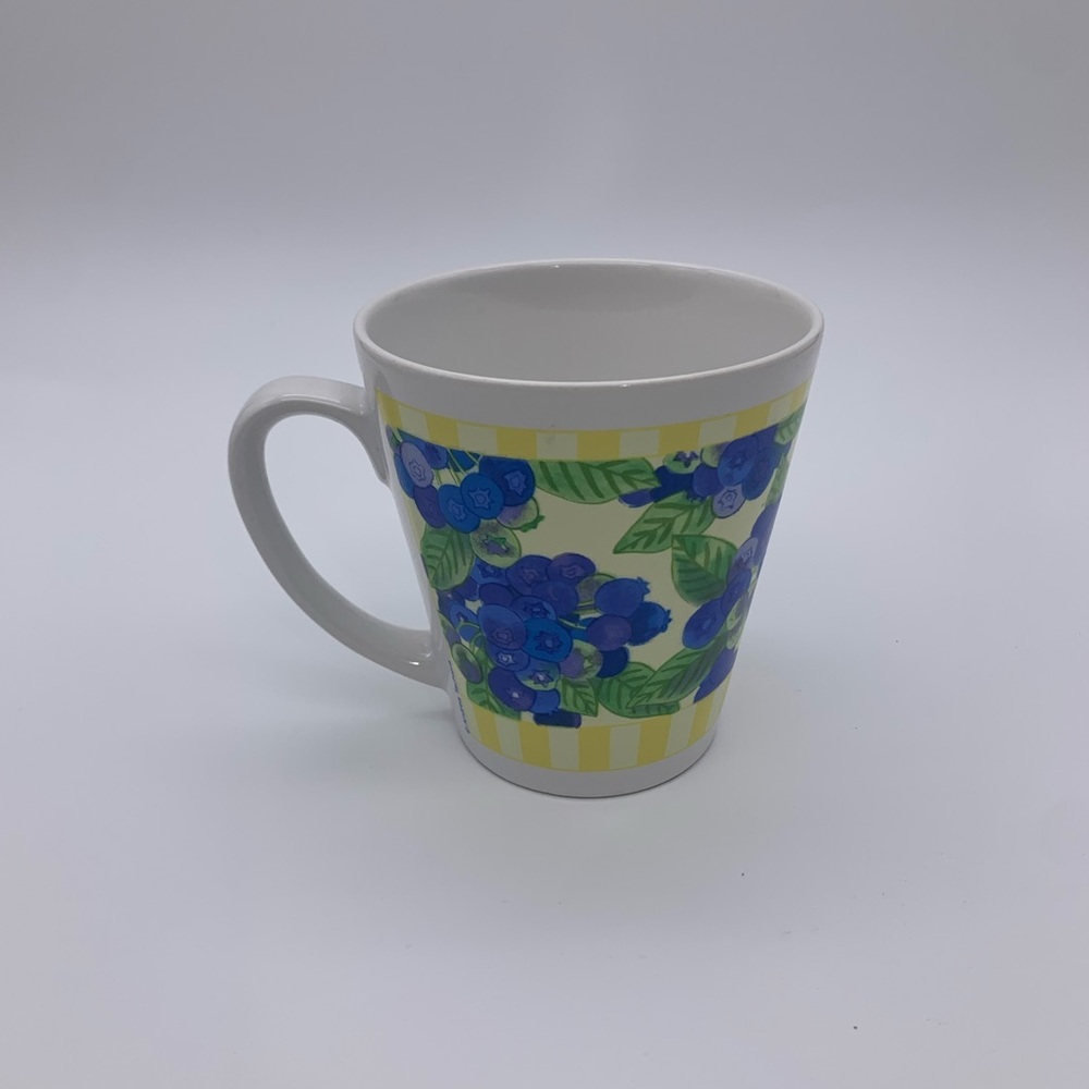 Vtg. Cape Shore, Andrea Tachiera Yellow & Blueberries 12 Oz Coffee Mug
